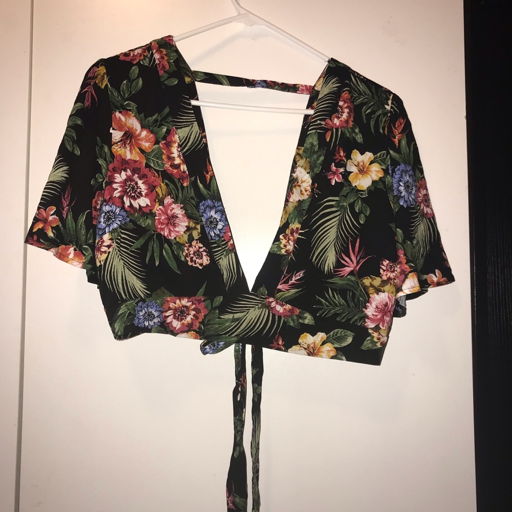 Forever 21 Floral Back Tie Top